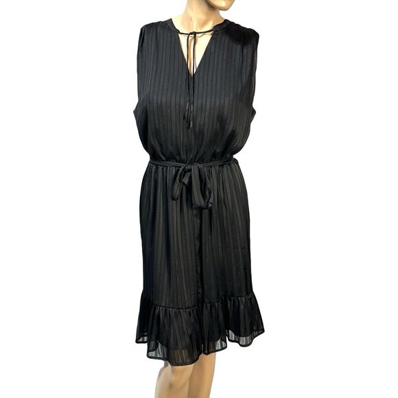 WHBM White House Black Market Women’s Dress L Size L Tie Belt Ruffle Hem NWT - Picture 1 of 13
